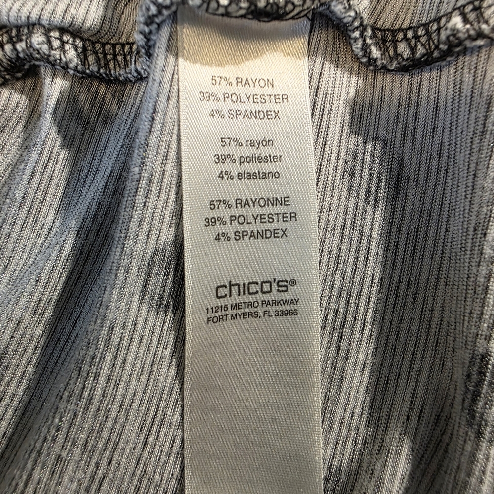 Chico's Weekends Gray Black Polka Dot Women's Top With Pockets XL EUC - Picture 7 of 10